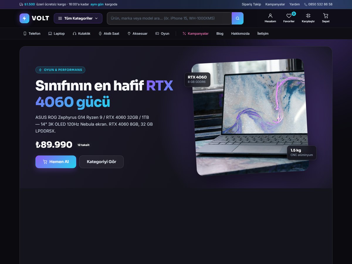 Tekno Store teması önizlemesi