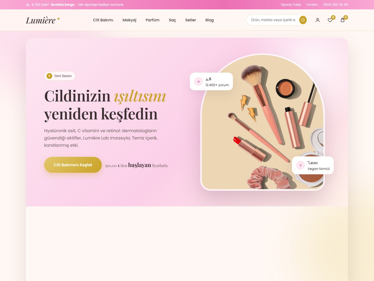 Beauty & Parfüm teması önizlemesi