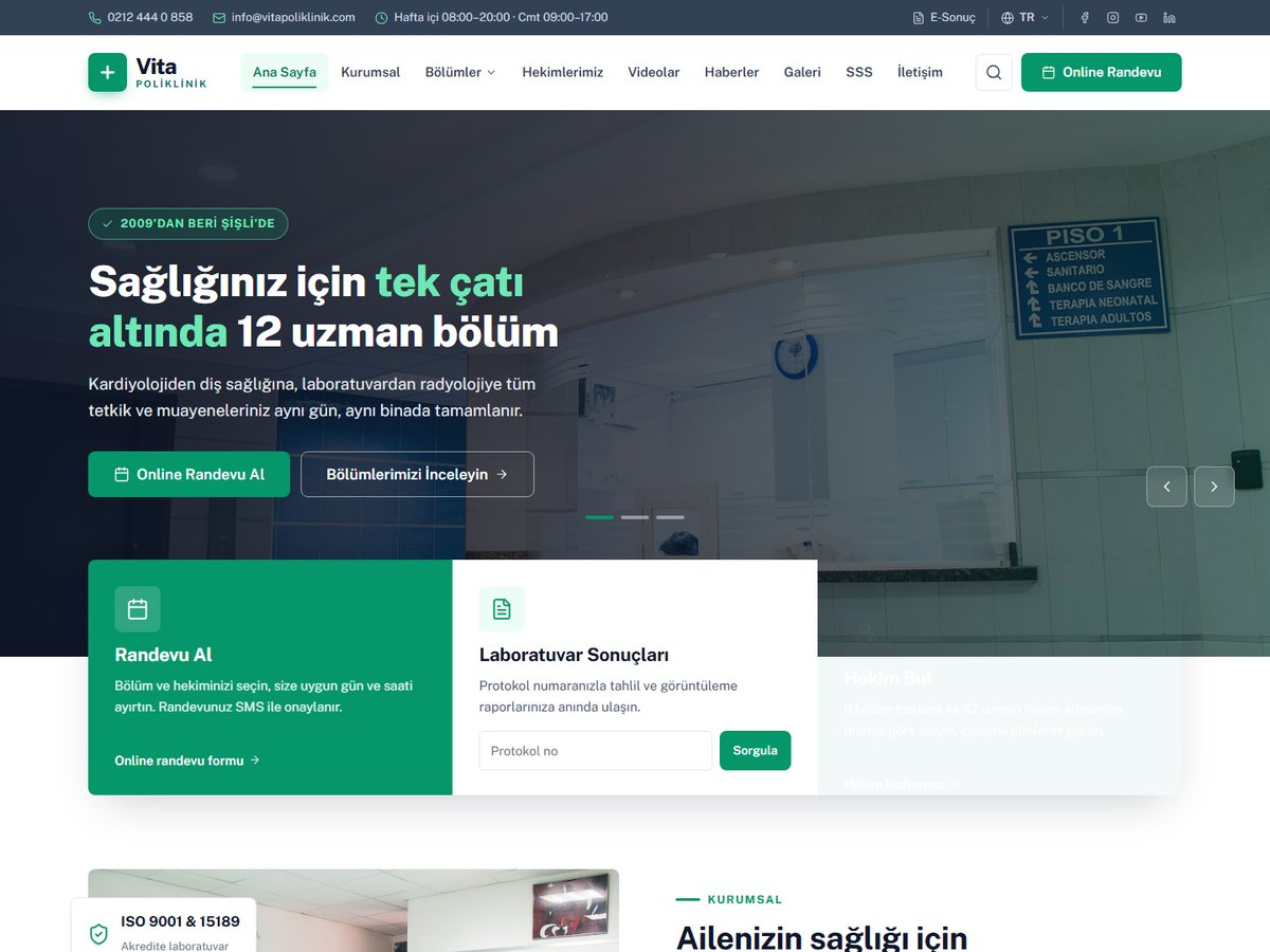 Kurumsal Hastane teması önizlemesi